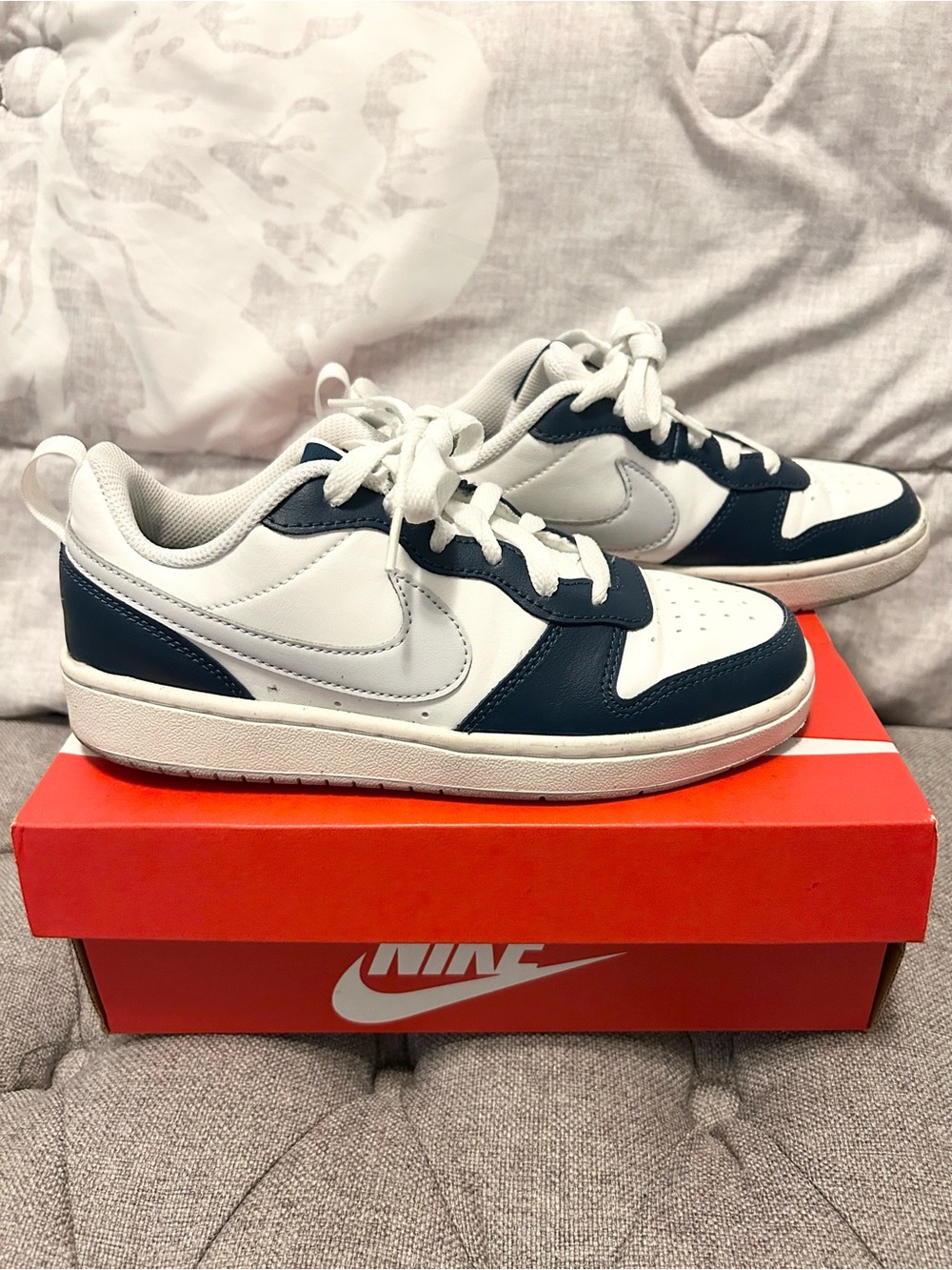 Nike Low-Top Sneakers in White and Navy Blue